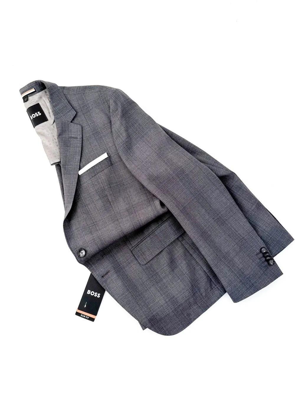 NWT New BOSS Men’s Gray Plaid Blazer Italian Wool Holy-Allee 3 Sport Coat